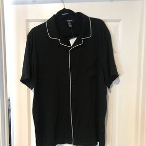 Forever 21 Black and White Piped Pocket Shirt